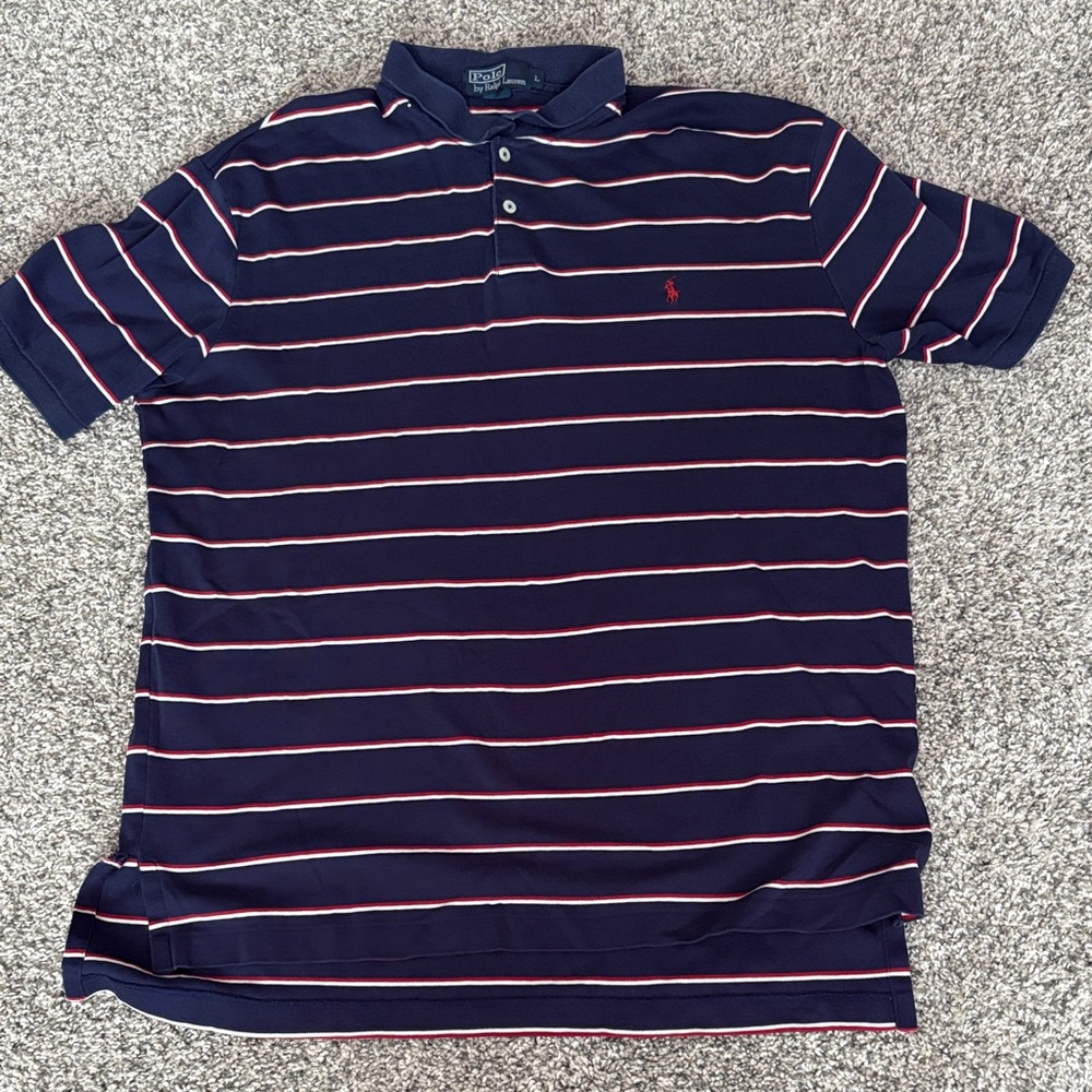 Polo by Ralph Lauren Navy Polo with Red and White Stripes